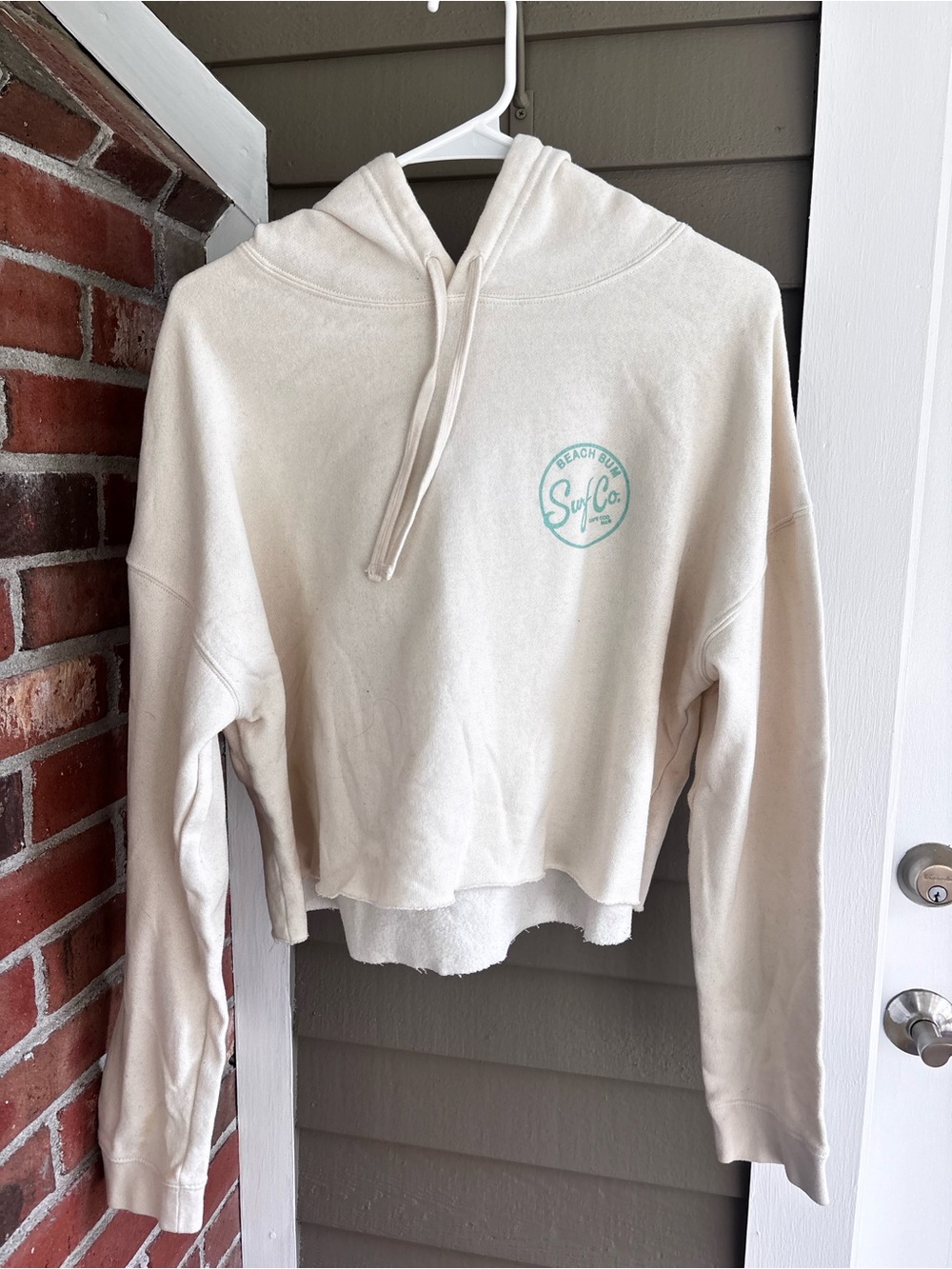 Beach Bum Surf Co Cropped Hoodie Cream Surf Van Graphic
